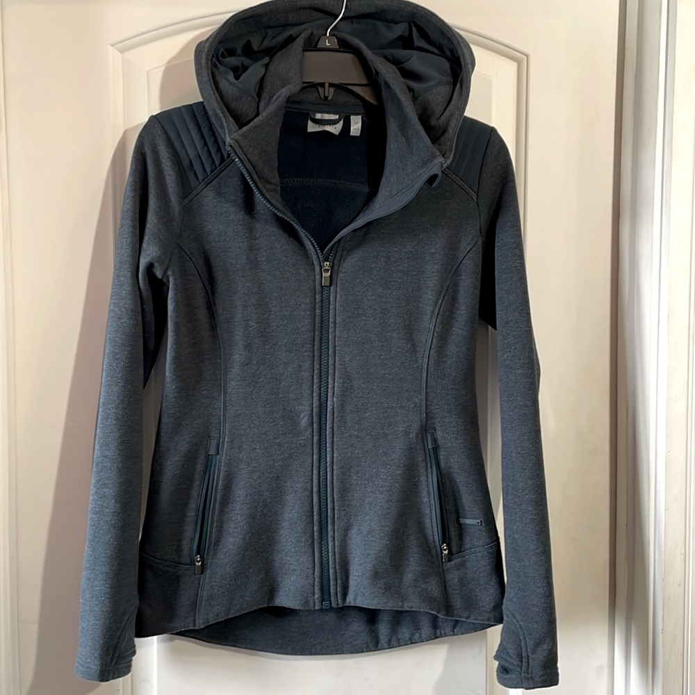 Athleta Hooded Zip up Jacket Thumbholes Pockets size SP